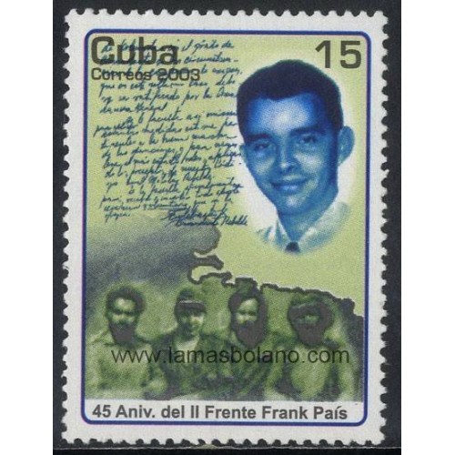 SELLOS CUBA 2003 - SEGUNDO FRENTE FRANK PAIS 45 ANIVERSARIO - 1 VALOR - CORREO