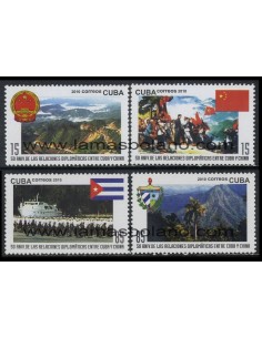 SELLOS CUBA 2010 - RELACIONES DIPLOMATICAS CON CHINA CINCUENTENARIO - 4 VALORES - CORREO