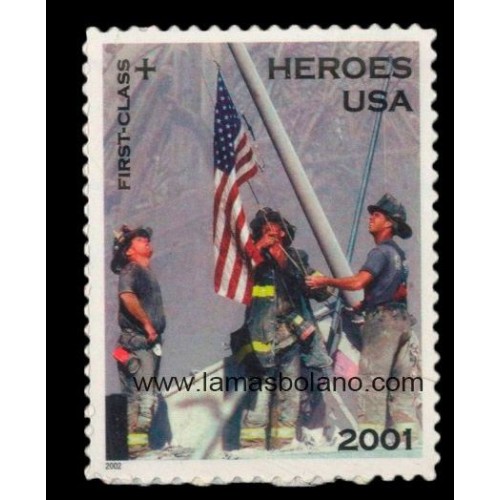 SELLOS ESTADOS UNIDOS 2002 - HOMENAJE A LOS HEROES DEL 11 DE SETIEMBRE, VALOR 1ª CLASE - 1 VALOR AUTOADHESIVO - CORREO