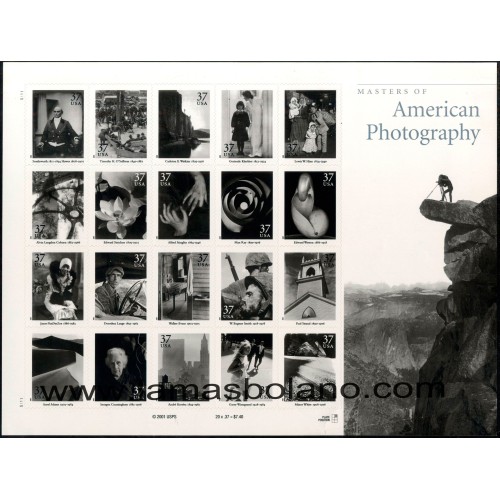 SELLOS ESTADOS UNIDOS 2002 - MAESTROS DE LA FOTOGRAFIA AMERICANA - HOJA 20 VALORES - AUTOADHESIVO - CORREO