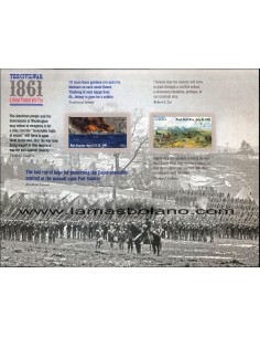 SELLOS ESTADOS UNIDOS 2011 - GUERRA DE SECESION 150 ANIVERSARIO - HOJA 12 VALORES AUTOADHESIVO - CORREO