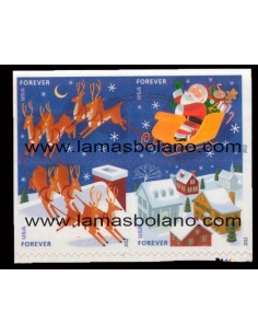 SELLOS ESTADOS UNIDOS 2012 - NAVIDAD, PAPA NOEL Y SU TRINEO - 8 VALORES AUTOADHESIVOS 2 BLOQUE 4 - CORREO