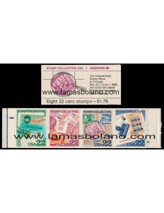 SELLOS ESTADOS UNIDOS 1986 - COLECCION DE SELLOS - CARNET 8 VALORES 2 BANDAS - CORREO