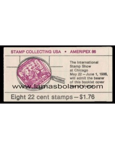SELLOS ESTADOS UNIDOS 1986 - COLECCION DE SELLOS - CARNET 8 VALORES 2 BANDAS - CORREO 2