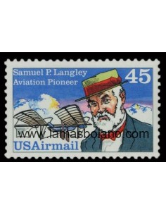 SELLOS ESTADOS UNIDOS 1988 - SAMUEL P. LANGLEY PIONERO DE LA AVIACION - 1 VALOR - AEREO