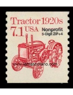 SELLOS ESTADOS UNIDOS 1989 - TRACTOR DE 1920 SOBREC.NONPROFIT 5 DIGIT ZIP+4 - 1 VALOR DENTADO VERTICAL - PREOBLITERADO