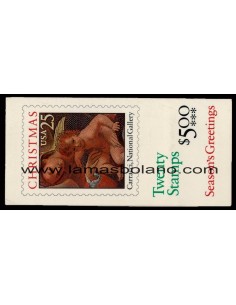 SELLOS ESTADOS UNIDOS 1989 - NAVIDAD - CARNET 18 VALORES 2 HOJAS - CORREO 2