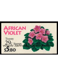 SELLOS ESTADOS UNIDOS 1993  - VIOLETA AFRICANA - CARNET 20 VALORES 2 TIRAS DE 10 - CORREO 2