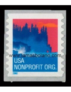 SELLOS ESTADOS UNIDOS 2002 - NONPROFIT ORG, ACANTILADOS - 1 VALOR DENTADO VERTICAL AUTOADHESIVO - PREOBLITERADO