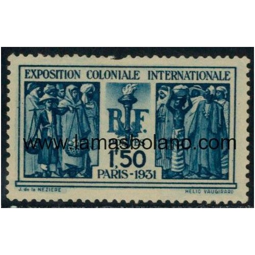 SELLOS FRANCIA 1930-31 - EXPOSICION COLONIAL INTERNACIONAL DE PARIS - 1 VALOR FIJASELLO - CORREO