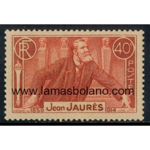SELLOS FRANCIA 1936 - JEAN JAURES 22 ANIVERSARIO FALLECIMIENTO - 1 VALOR ** - CORREO