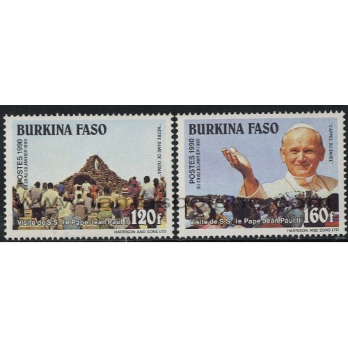 SELLOS DE BURKINA FASO 1990 - VISITA DE JUAN PABLO II - 2 VALORES