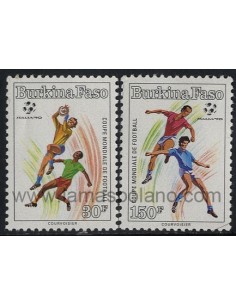 SELLOS DE BURKINA FASO 1990 - ITALIA 1990 COPA DEL MUNDO DE FUTBOL - 2 VALORES
