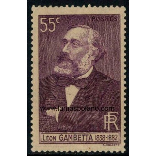SELLOS FRANCIA 1938 - LEON GAMBETTA CENTENARIO DEL NACIMIENTO - 1 VALOR ** - CORREO