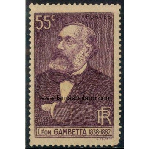 SELLOS FRANCIA 1938 - LEON GAMBETTA CENTENARIO DEL NACIMIENTO - 1 VALOR FIJASELLO - CORREO