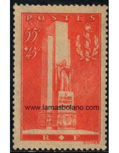 SELLOS FRANCIA 1938 - MONUMENTO A LA GLORIA DEL SERVICIO DE SANIDAD MILITAR - 1 VALOR FIJASELLO - CORREO