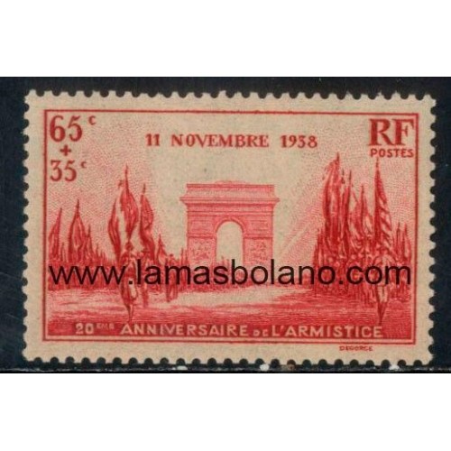 SELLOS FRANCIA 1938 - 20 ANIVERSARIO DE LA VICTORIA - 1 VALOR ** - CORREO