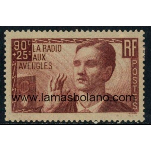 SELLOS FRANCIA 1938 - LA RADIO PARA LOS CIEGOS - 1 VALOR FIJASELLO - CORREO
