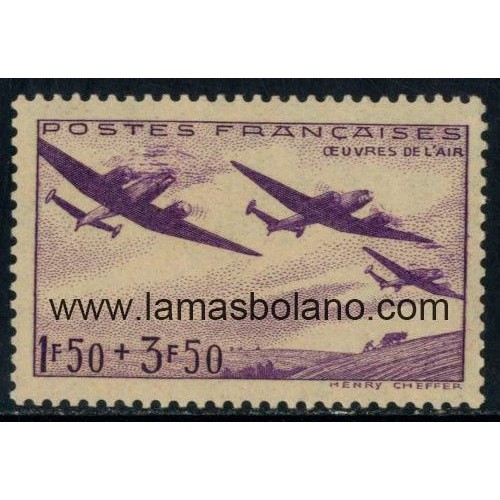 SELLOS FRANCIA 1942 - OBRAS DEL AIRE - 1 VALOR FIJASELLO - CORREO