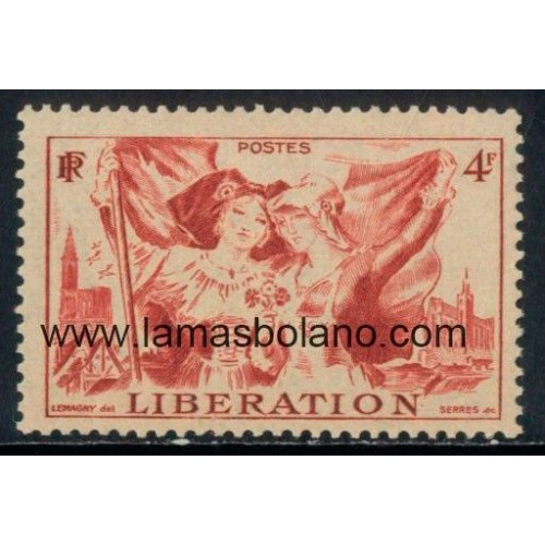 SELLOS FRANCIA 1945 - LIBERACION DE ALSACIA Y LA LORRAINE - 1 VALOR ** - CORREO
