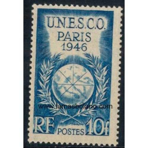 SELLOS FRANCIA 1946 - CONFERENCIA GENERAL DE LA UNESCO - 1 VALOR FIJASELLO - CORREO