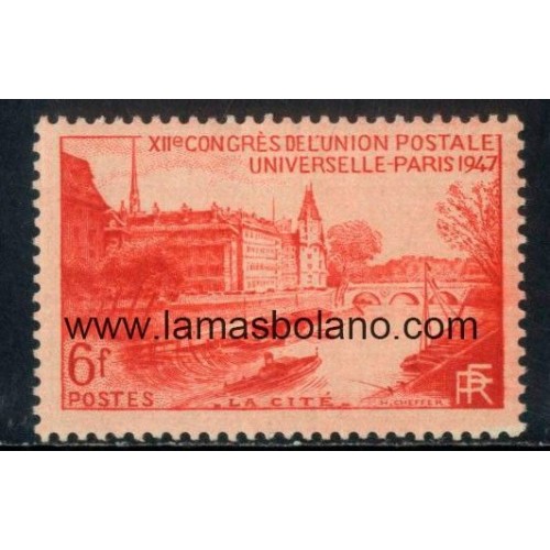 SELLOS FRANCIA 1947 - 12 CONGRESO DE La UNION POSTAL UNIVERSAL EN PARIS - 1 VALOR FIJASELLO  - CORREO