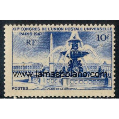 SELLOS FRANCIA 1947 - 12 CONGRESO DE La UNION POSTAL UNIVERSAL EN PARIS - 1 VALOR FIJASELLO - CORREO