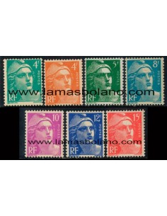 SELLOS FRANCIA1948 - MARIANNE DE GANDON - 7 VALORES FIJASELLO - CORREO