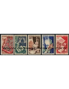 SELLOS FRANCIA 1954 - PRODUCTOS DE LUJO, ARTESANIA - 5 VALORES ** - CORREO