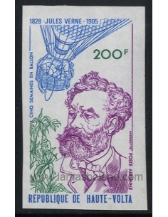 SELLOS DE ALTO VOLTA 1978 - JULIO VERNE 150 ANIVERSARIO DE SU NACIMIENTO - 1 VALOR SIN DENTAR AEREO