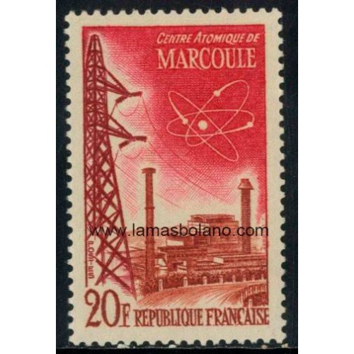SELLOS FRANCIA 1959 - CENTRO ATOMICO DE MARCOULE - 1 VALOR FIJASELLO - CORREO