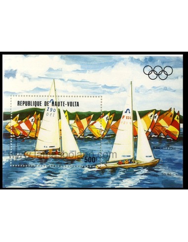 SELLOS DE ALTO VOLTA 1983 - LOS ANGELES 1984 AÑO PREOLIMPICO - HOJITA BLOQUE