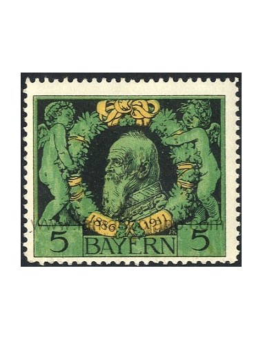 SELLOS DE ALEMANIA - BAVIERA 1911 - 25 ANIVERSARIO DE LA REGENCIA - 1 VALOR  CON SEÑAL DE FIJASELLO