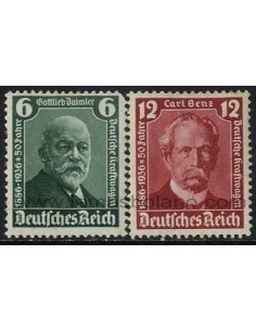 SELLOS DE ALEMANIA IMPERIO 1935 - CINCUENTENARIO DEL AUTOMOVIL - 2 VALORES - CORREO