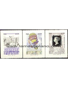 SELLOS ITALIA 2015 - DÍA DE LA FILATELIA - 3 VALORES AUTOADHESIVOS - CORREO 