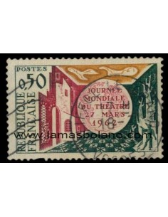 SELLOS FRANCIA 1962 - JORNADA MUNDIAL DEL TEATRO - 1 VALOR MATASELLADO - CORREO