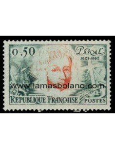 SELLOS FRANCIA 1962 - BLAISE PASCAL TRICENTENARIO DEL FALLECIMIENTO - 1 VALOR - CORREO