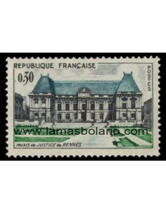 SELLOS FRANCIA 1962 - PALACIO DE JUSTICIA DE RENNES - 1 VALOR FIJASELLO - CORREO