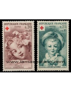 SELLOS FRANCIA 1962 - CRUZ ROJA - 2 VALORES FIJASELLO - CORREO