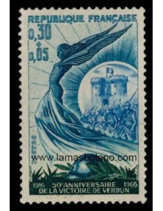 SELLOS FRANCIA 1966 - VICTORIA DE VERDUN CINCUENTENARIO - 1 VALOR FIJASELLO - CORREO