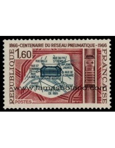 SELLOS FRANCIA 1966 - CORREO NEUMATICO EN PARIS CENTENARIO - 1 VALOR FIJASELLO - CORREO