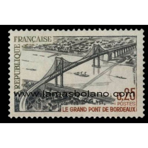 SELLOS FRANCIA 1967 - LE GRAND PONT DE BORDEAUX INAUGURACION - 1 VALOR FIJASELLO - CORREO