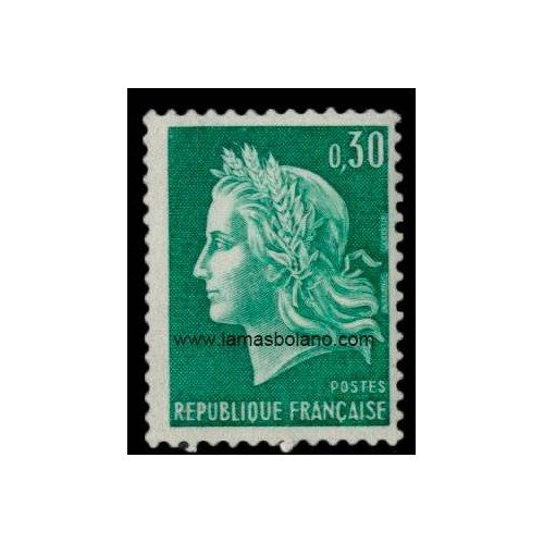 SELLOS FRANCIA 1967-69 - MARIANNE DE CHEFFER - 1 VALOR GOMA TROPICAL - CORREO