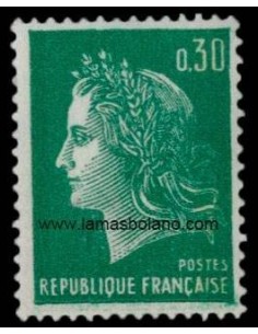 SELLOS FRANCIA 1970 - MARIANNE DE CHEFFER - 1 VALOR UNA BANDA DE FOSFORO - CORREO
