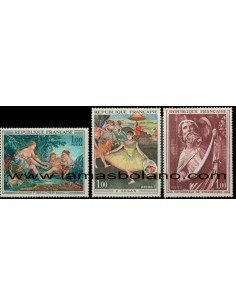 SELLOS FRANCIA 1970 - F. BOUCHER, E. DEGAS, CATEDRAL DE STRASBOURG - 3 VALORES - CORREO