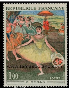 SELLOS FRANCIA 1970 - E. DEGAS, BAILARINA CON EL RAMO INCLINANDOSE SOBRE EL ESCENARIO - 1 VALOR - CORREO