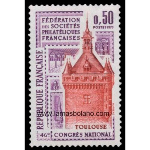 SELLOS FRANCIA 1973 - 46 CONGRESO NACIONAL DE LA FEDERACION DE SOCIEDADES FILATELICAS FRANCESAS - 1 VALOR - CORREO
