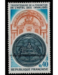 SELLOS FRANCIA 1974 - HÔTEL DES INVALIDES TRICENTENARIO FUNDACION - 1 VALOR - CORREO