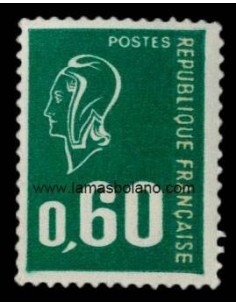 SELLOS FRANCIA 1974 - MARIANNE DE BEQUET - 1 VALOR CON BANDA DE FOSFORO - CORREO