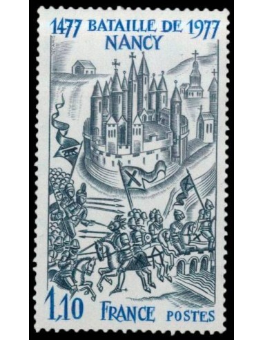 SELLOS FRANCIA 1977 - BATALLA DE NANCY 5 CENTENRIO - 1 VALOR - CORREO